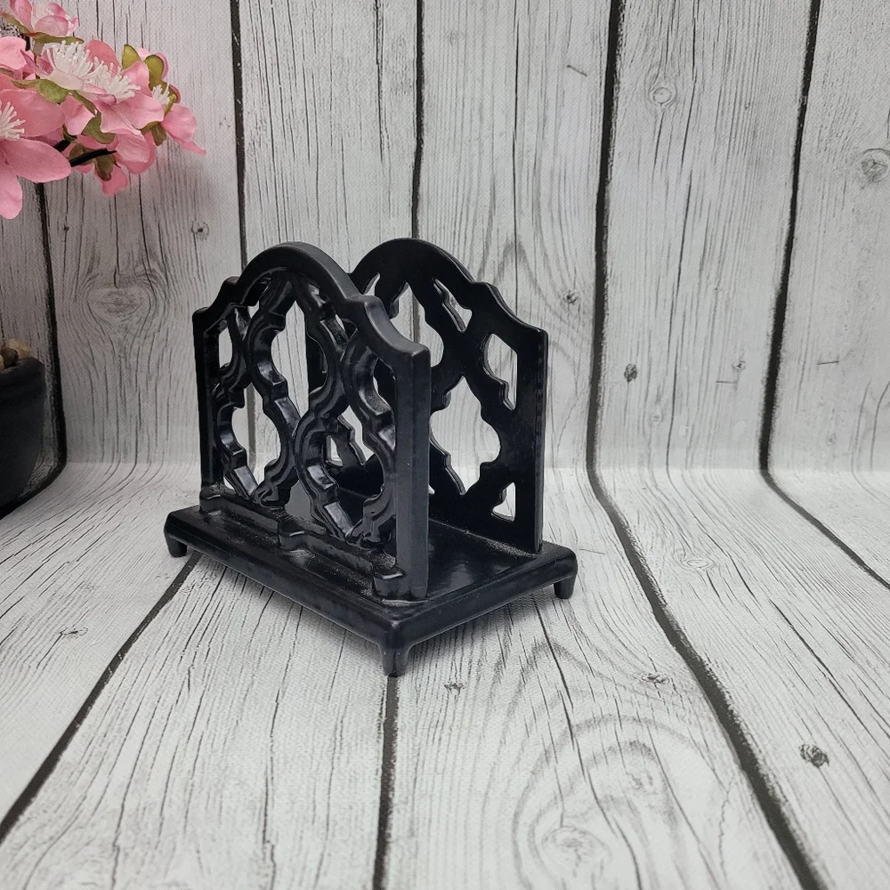 Cast Iron Enamel Napkin Holder/Mail Letter Footed